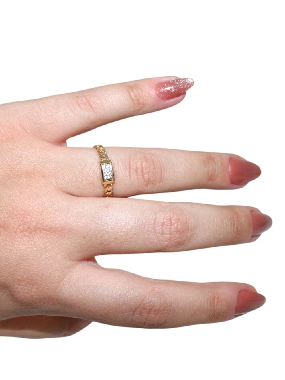 14k Solid Gold Stacking Chain Ring 1.37 Grams Size 8.5